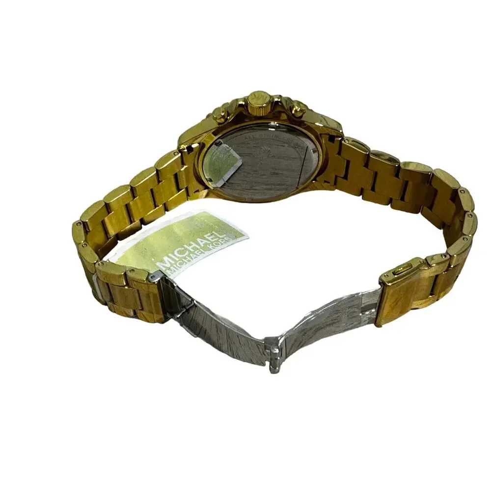 Michael Kors Everest Chronograph Gold Tone 42MM Turquoise Baguette Watch
